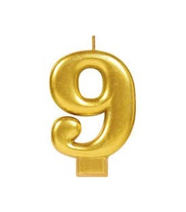Number 9 Gold Candle