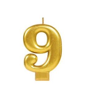 Bougie Chiffre 9 Dorée