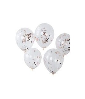 6 Ballons Confettis Roses