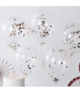 6 Ballons Confettis Roses