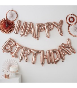 Happy Birthday Rose Gold Buchstaben Folienluftballons