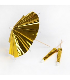 24 Gold Cocktail Umbrellas