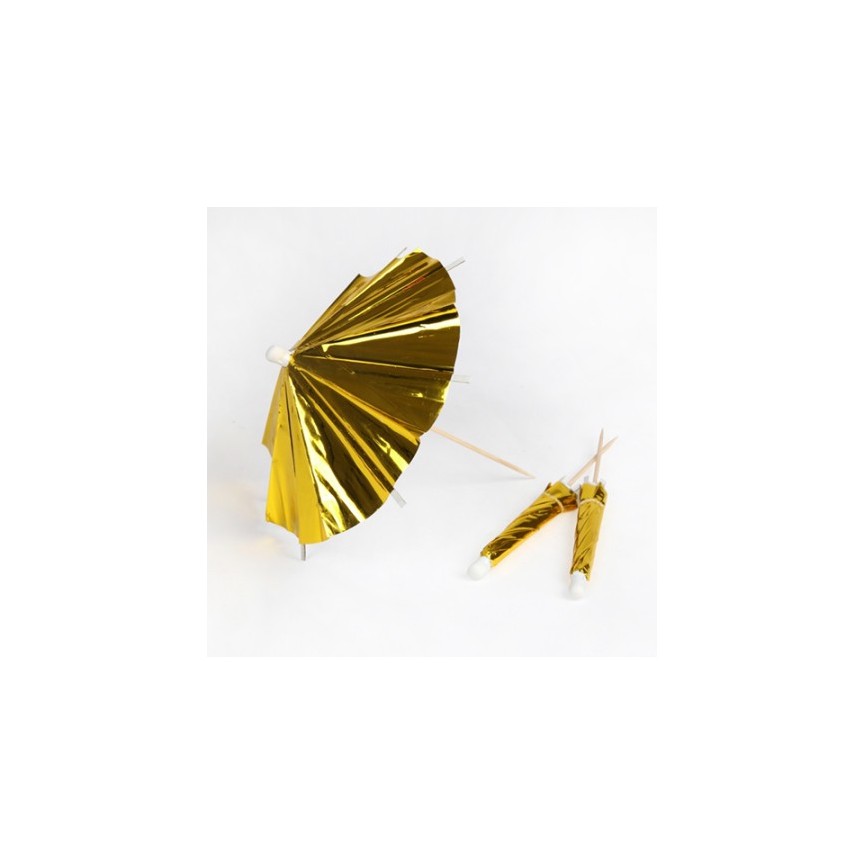 24 Gold Cocktail Umbrellas