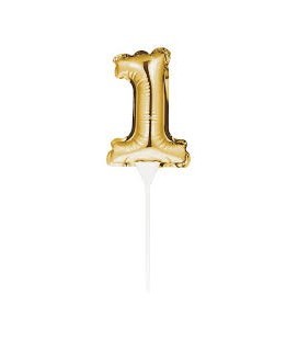 Mini Gold Balloon Number 1 Cake Topper