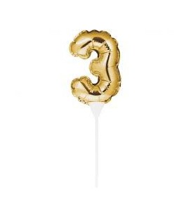 Mini Gold Balloon Number 2 Cake Topper