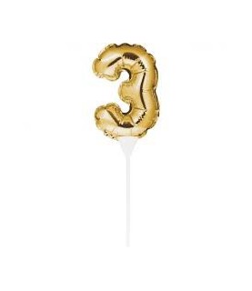 Mini Gold Balloon Number 2 Cake Topper