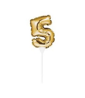 Mini Gold Balloon Number 5 Cake Topper