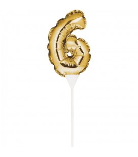Mini Gold Balloon Number 6 Cake Topper