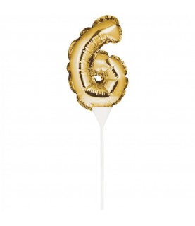 Mini Gold Balloon Number 6 Cake Topper