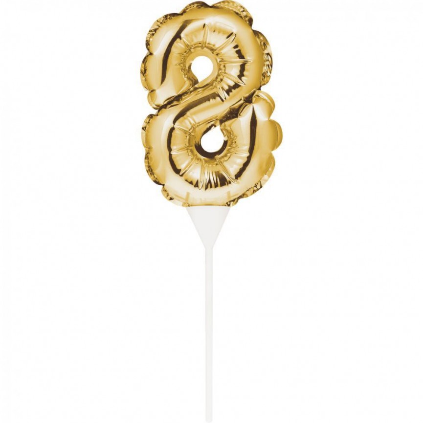 Mini Gold Balloon Number 6 Cake Topper