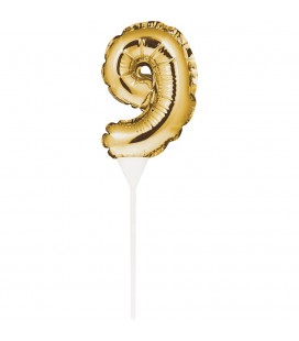 Mini Gold Balloon Number 9 Cake Topper