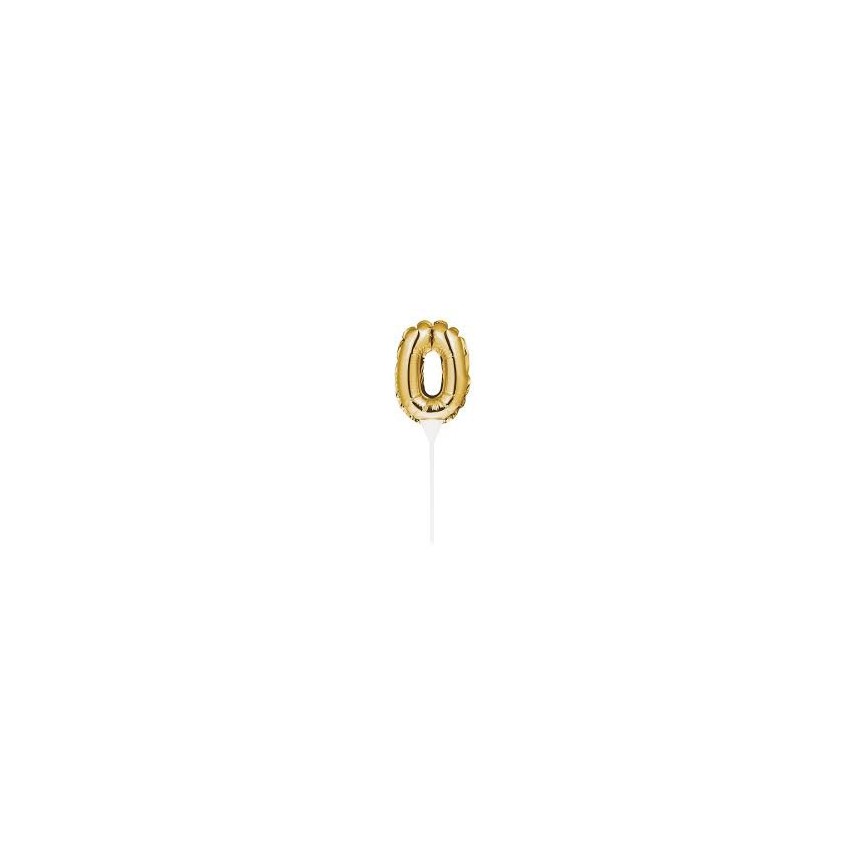 Mini Gold Balloon Number 0 Cake Topper