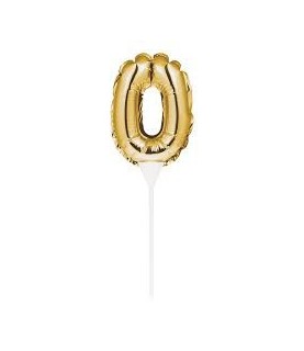 Mini Gold Balloon Number 0 Cake Topper