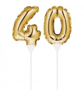 Mini Gold Balloon Number 40 Cake Topper
