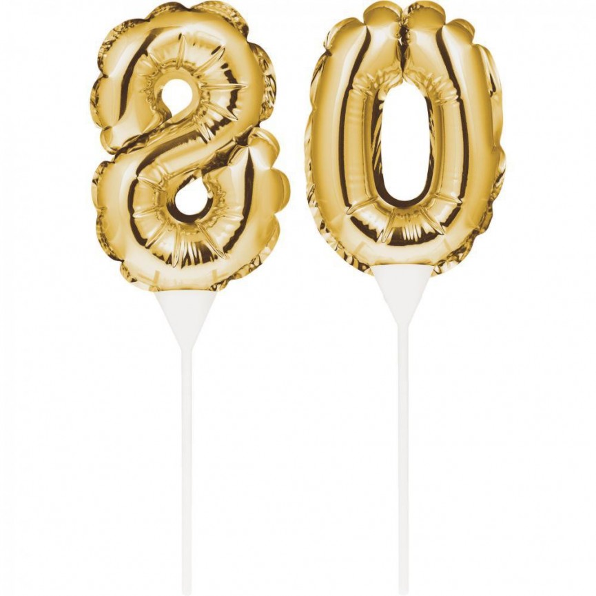 Mini Gold Balloon Number 70 Cake Topper