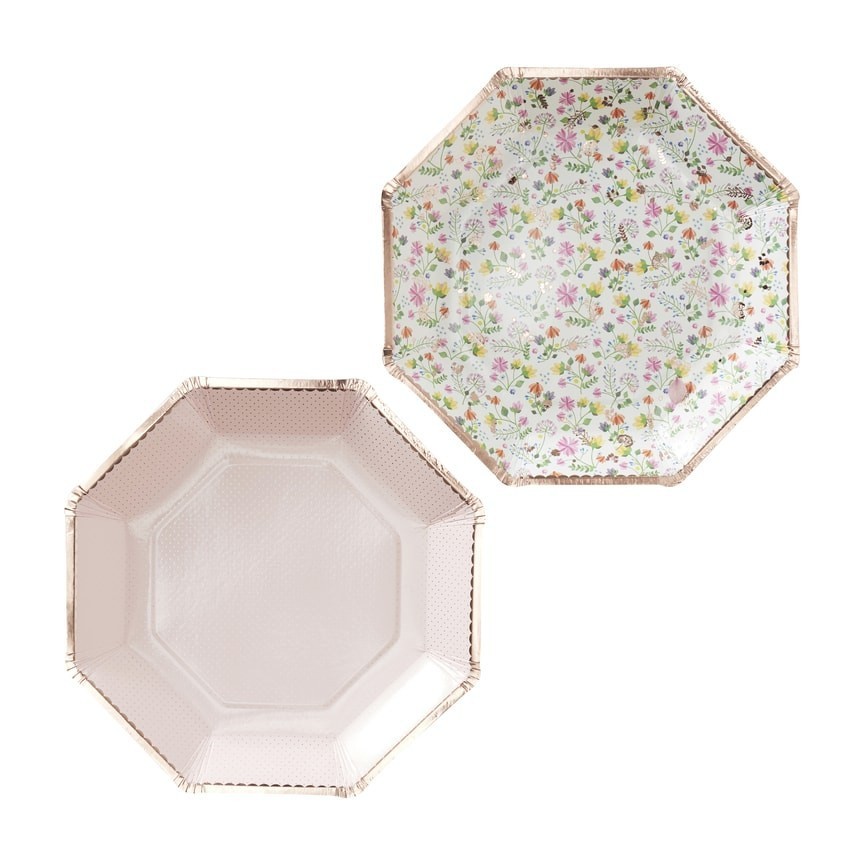Rose Gold Floral Plates