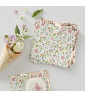 Serviettes Florales Rose Gold