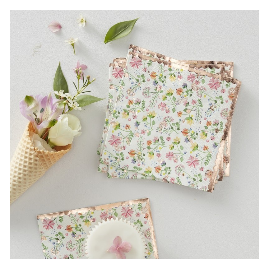 Serviettes Florales Rose Gold