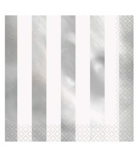 16 SILVER FOIL STRIPE  LUNCHEON NAPKINS