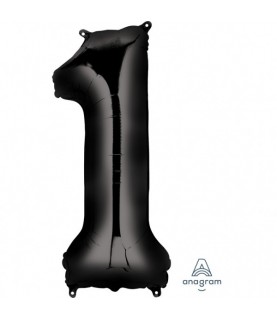 BLACK MYLAR BALLON NUMBER 1