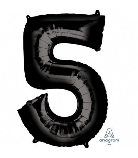 BLACK MYLAR BALLON NUMBER 5