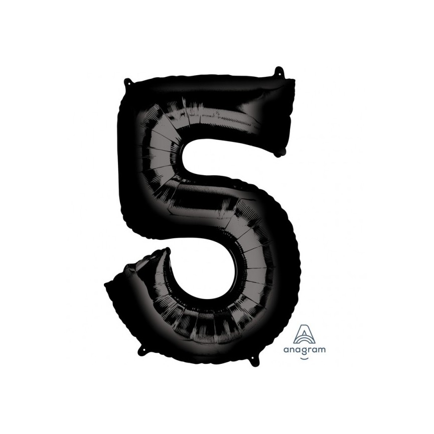 BLACK MYLAR BALLON NUMBER 5
