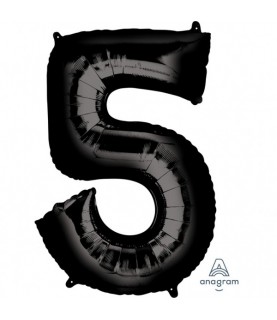 BLACK MYLAR BALLON NUMBER 5