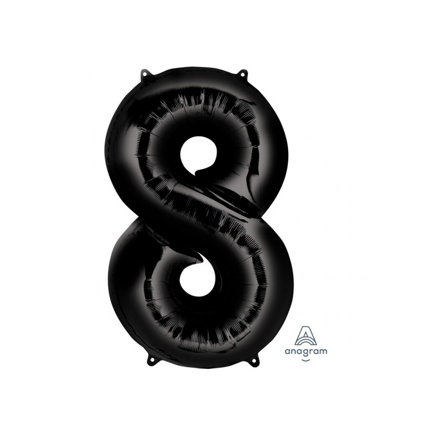 BLACK MYLAR BALLON NUMBER 8