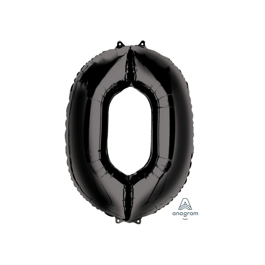 BLACK MYLAR BALLON NUMBER 0