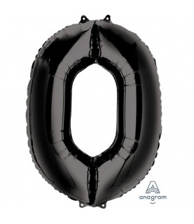BLACK MYLAR BALLON NUMBER 0
