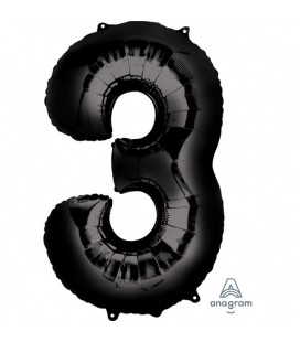 BLACK MYLAR BALLON NUMBER 3