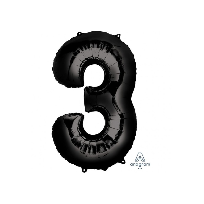 BLACK MYLAR BALLON NUMBER 3