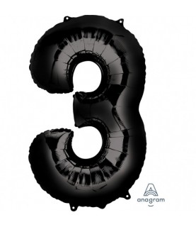 BLACK MYLAR BALLON NUMBER 3