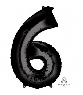 BLACK MYLAR BALLON NUMBER 6
