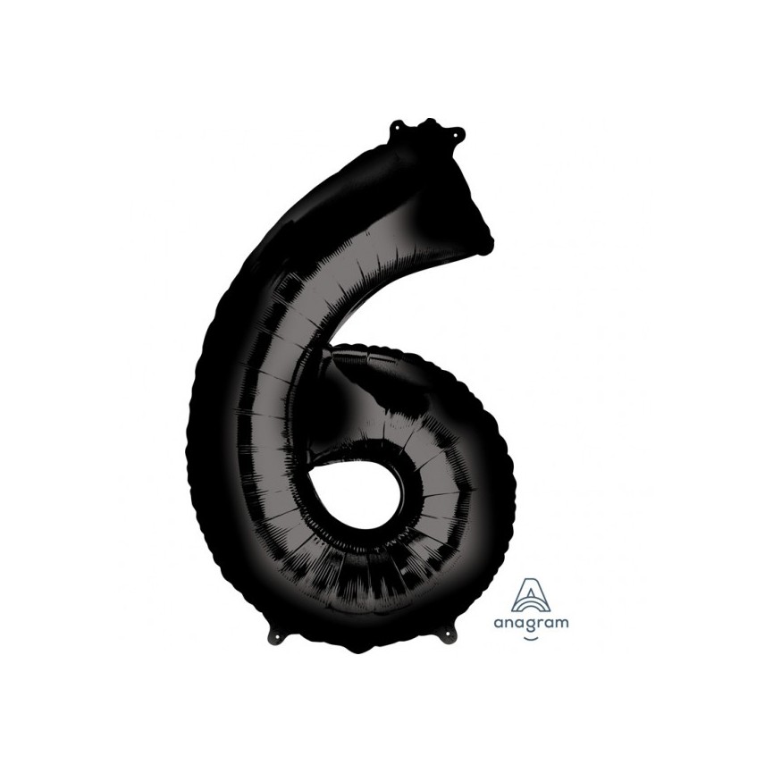 BLACK MYLAR BALLON NUMBER 6