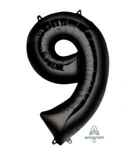 BLACK MYLAR BALLON NUMBER 9