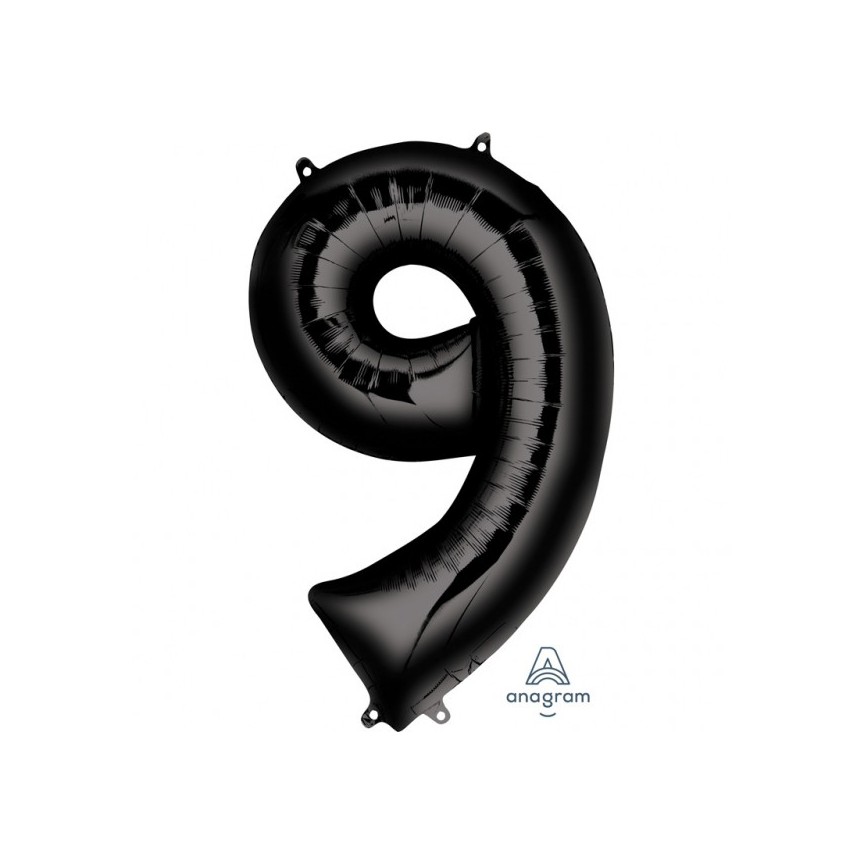 BLACK MYLAR BALLON NUMBER 9
