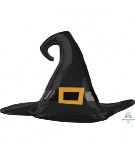 Ballon Mylar Chapeau de Sorcière Noir satin