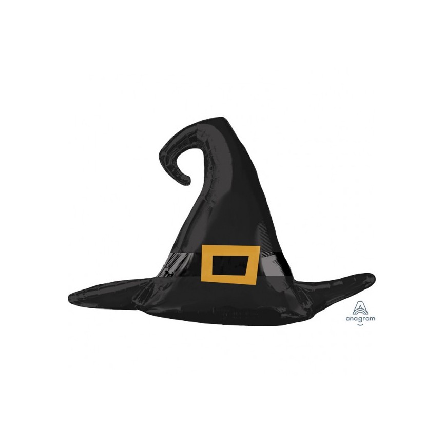 Ballon Mylar Chapeau de Sorcière Noir satin