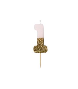 Bougie Chiffre 0 Rose Glitter