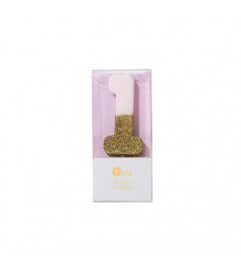 Number 0 Pink Glitter Candle