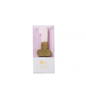 Pink Glitter Kerze Nummer 0