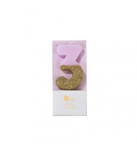 Bougie Chiffre 2 Rose Glitter