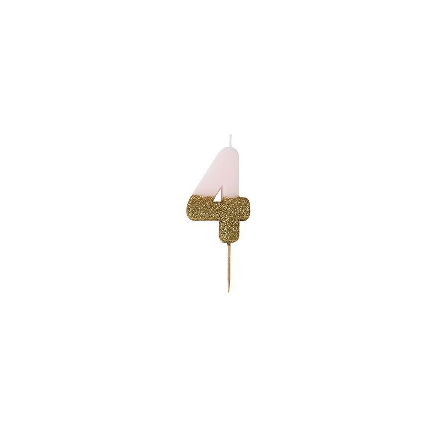 Number 3 Pink Glitter Candle