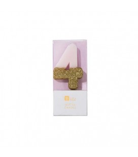 Number 3 Pink Glitter Candle