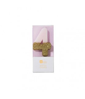 Bougie Chiffre 3 Rose Glitter
