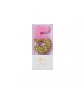 Pink Glitter Kerze Nummer 4