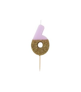 Pink Glitter Kerze Nummer 5