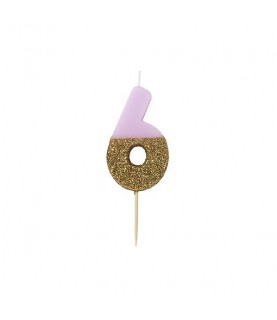 Number 5 Pink Glitter Candle