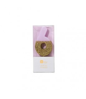 Number 5 Pink Glitter Candle